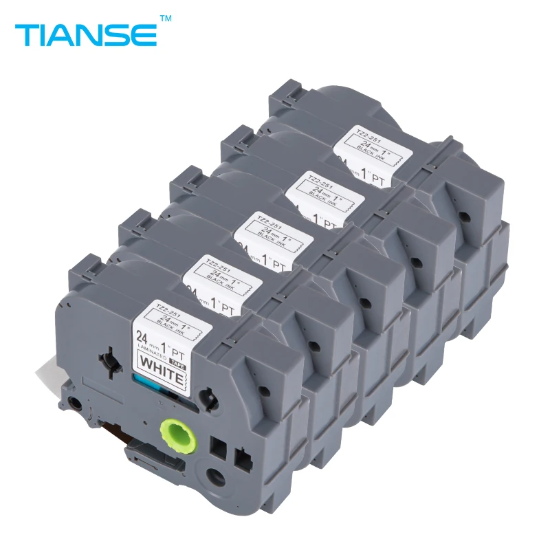 TIANSE 5 шт. 24 мм черный на белом tze 251 tze251 Tz251 Tz label tape maker Совместимость с принтерами