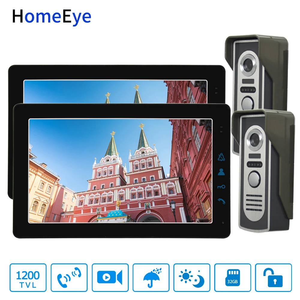 HomeEye 9 дюймов 4 Проводной видео телефон двери внутреннее ночное видение 1200TVL