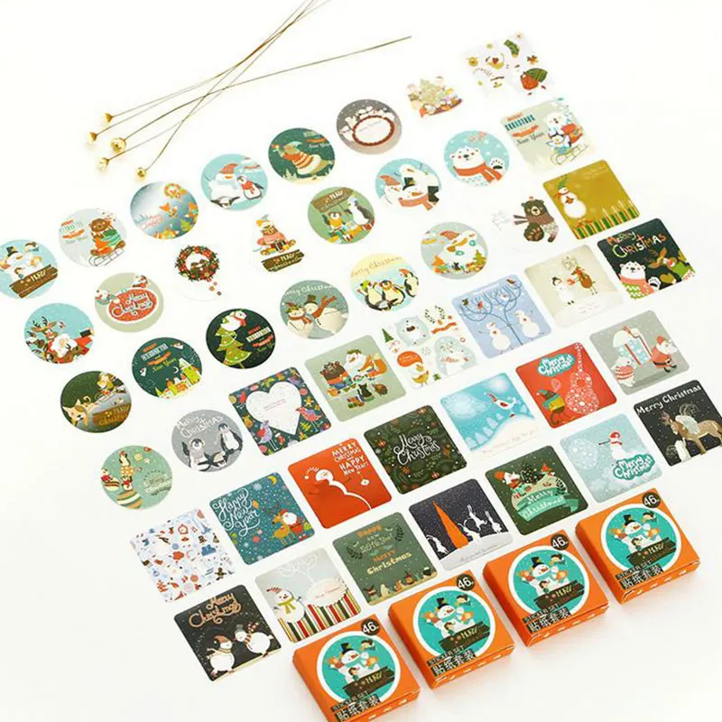 

46 Pcs/box Christmas snowman paper sticker DIY decoration stickers diary photo album scrapbooking planner label sticker
