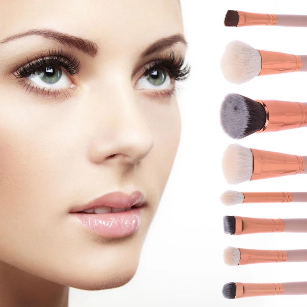 8 шт. набор кистей для макияжа лица и глаз Профессиональный тональный порошок Румяна Кисть подводки