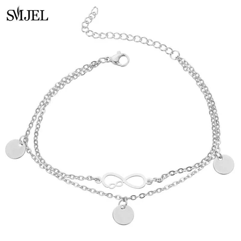 infinite SMJEL, богемные бесконечные Семейные браслеты с подвесками, нержавеющая сталь, круг, многослойная цепочка, животные, браслеты с бабочками для женщин, подарок - Окраска металла: infinite