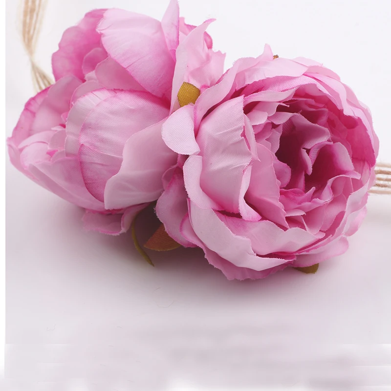 

Girls Pink Floral Headbands Newborn Infant Hair Accessories Children Hemp Rope Tie Hair Bands Baby Headwear