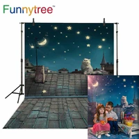 cat on the roof stars moon chimney cute childrens background photography backdrops a photo booth background vinyl