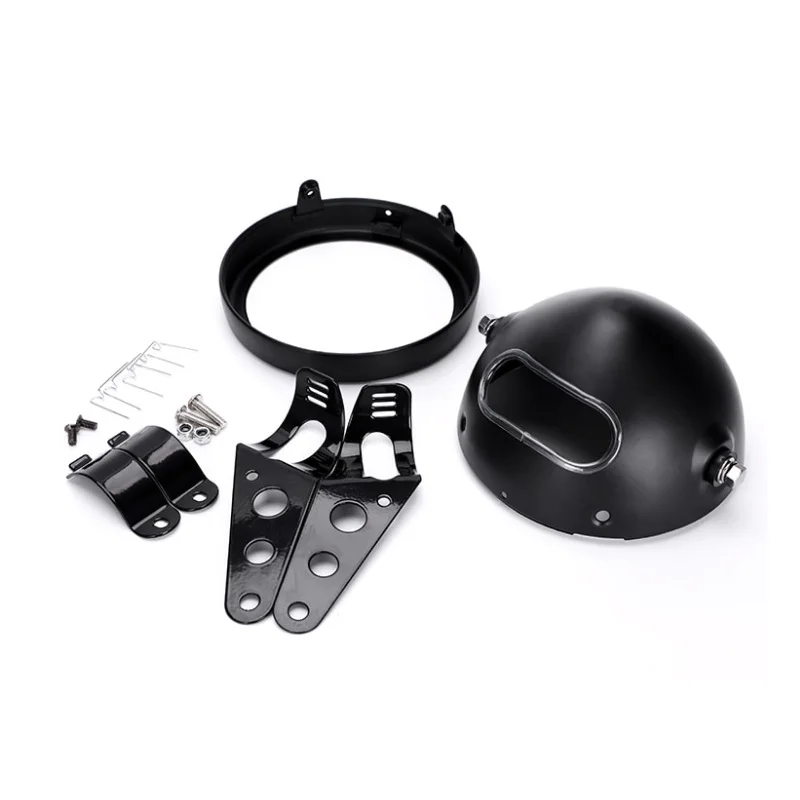 7 дюймов светодиодные фары для мотоцикла Halo проектор + Корпус ведро Кафе Racer Bobber
