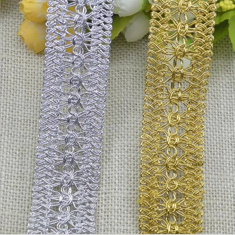 

50meters Gold Silver Braided Bullion Ribbon Diy Accessory Wave Webbing Garments Hair Decorations Lace Tape Trimming