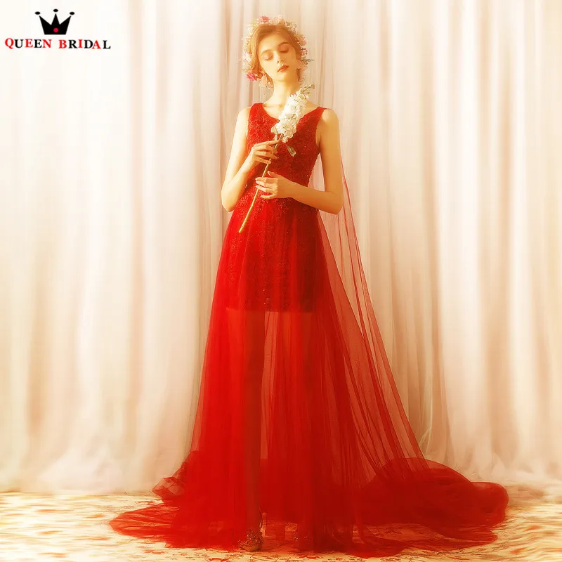 Сексуальные красные вечерние платья 2019 модная Русалка Тюль кружевные цветы