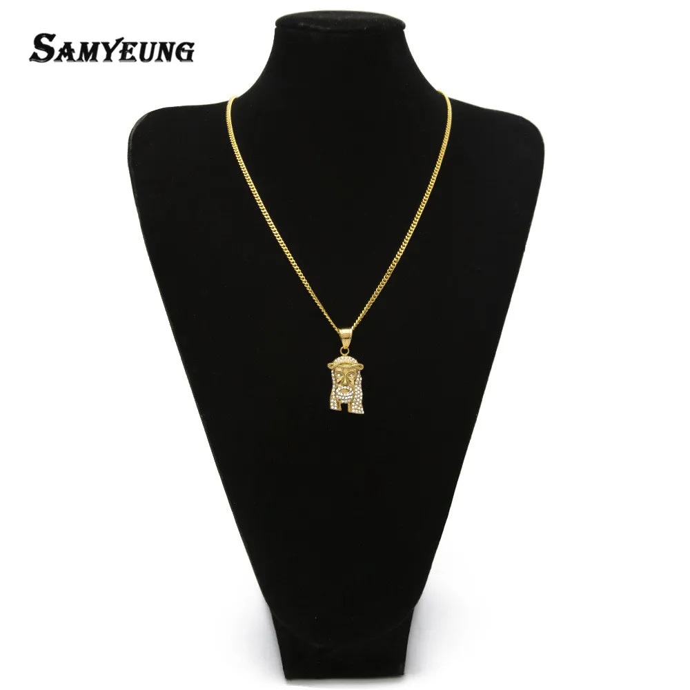Samyeung Hiphop Stainless Steel Jesus Gold Necklaces for Male Hip hop Necklace Women Neckless Steampunk Jewellery Bijoux Femme | Украшения