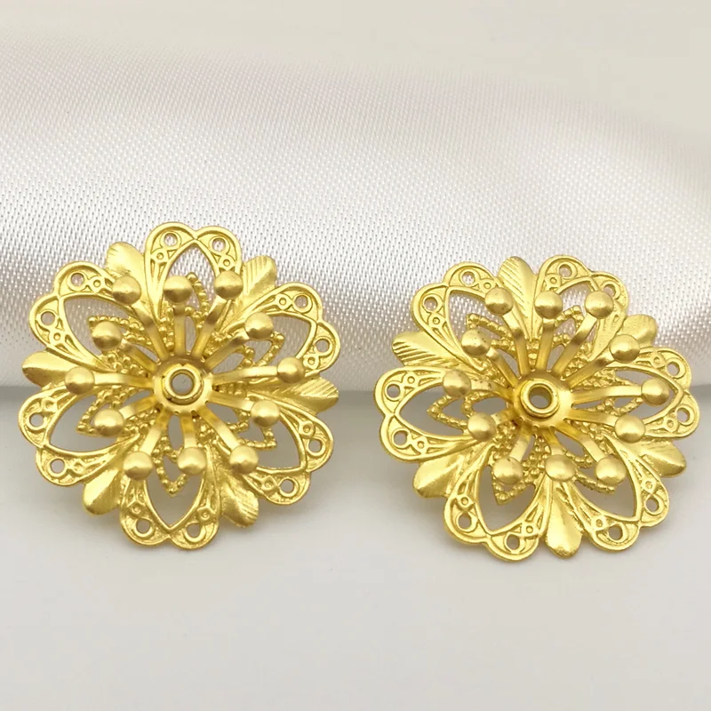 

20pieces/lot 21mm Original Brass/Silver color Filigree Flowers Slice Charms Jewelry Settings DIY Components Findings B10031