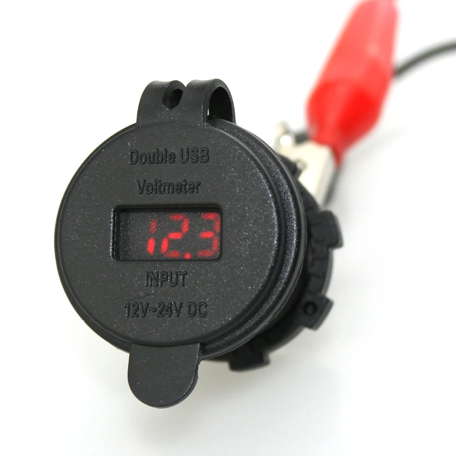Водонепроницаемый красный LED мотоцикл автомобиль Грузовик Лодка вольтметр RV