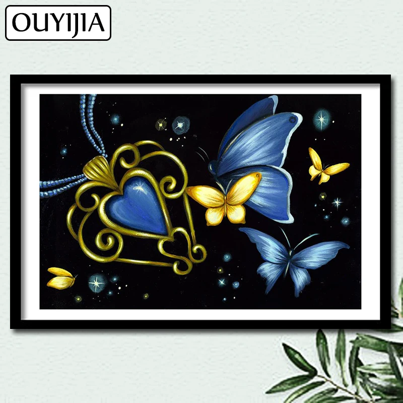 OUYIJIA 5D DIY алмазная живопись камни в форме ромба бабочка цветок Алмазная Вышивка