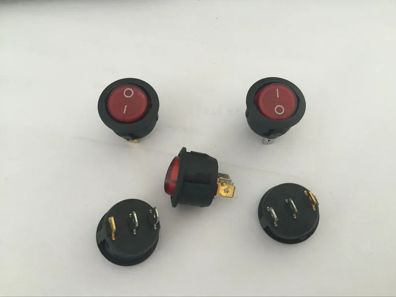 100 шт вкл/выкл Красный LED освещенный круглый Кулисный Переключатель приборной