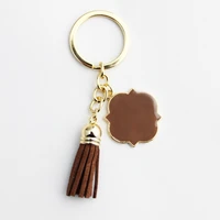 3030mm enamel blanks monogrammed keychain with tassel girl gift tassel key chain monogram blanks keychain gift hot