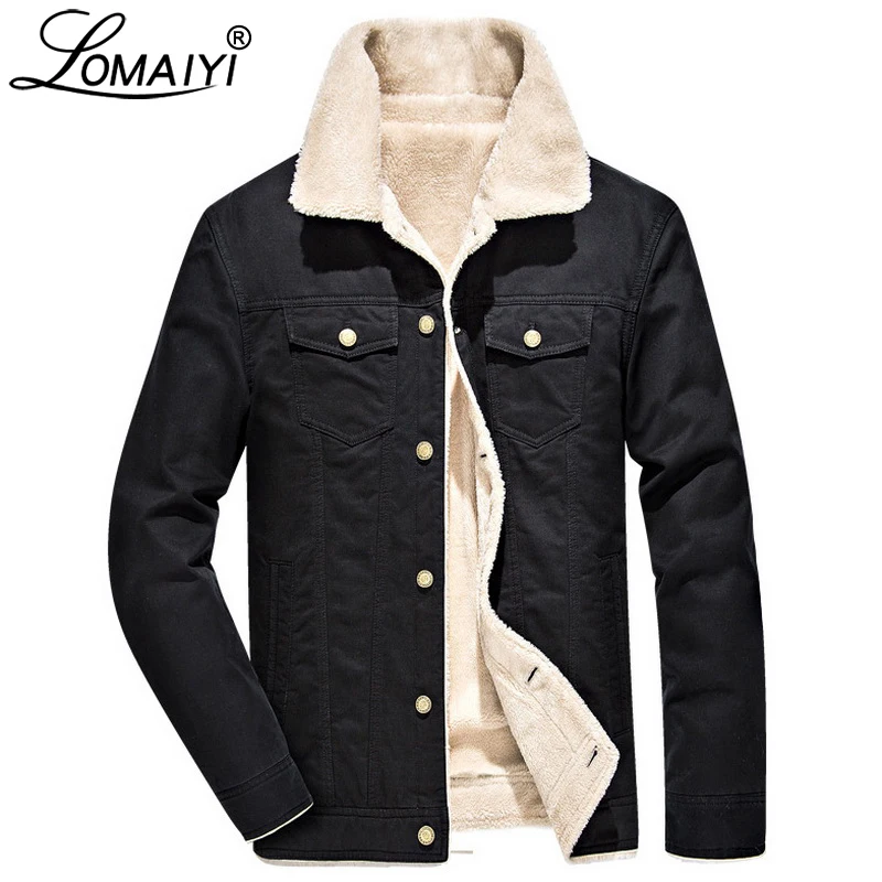 LOMAIYI Hi-Q Men's Winter Jacket Coat With Pockets Thick Soft Fleece Lining Parka Men Military Warm Pashm Wool Jackets BM060