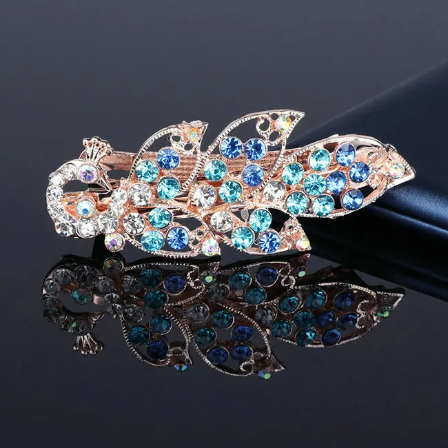 peacock blue Роскошные 19 видов стилей, хрустальные стразы, заколки для волос, аксессуары для волос, заколка для девочек, свадебная корона, цветочные украшения для волос, OL для женщин - Окраска металла: peacock blue