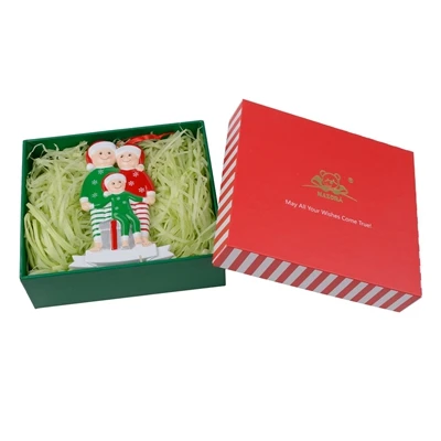 with gift box Персонализация-Пижама семья 3 орнамент Персонализированные Рождественские елки украшения Рождественский креативный подарок - Цвет: with gift box