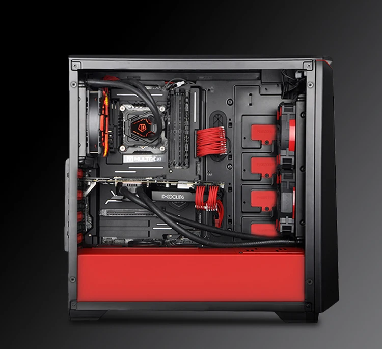 PHANTEKS 416PSTG Черное и красное закаленное стекло немой ATX в корпусе башни