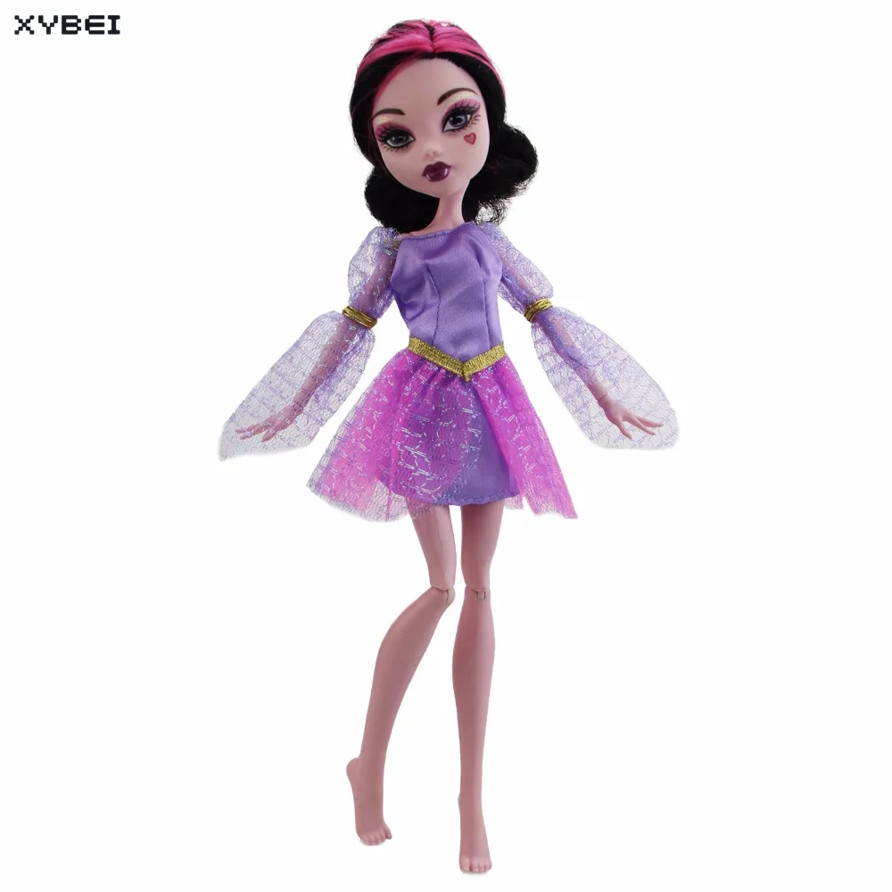 Мини платье ручной работы с длинным рукавом и юбкой|clothes for monster high|clothes dollsmonster doll