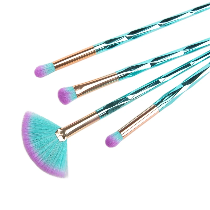 4pcs Eyes Makeup Brushes Set Rainbow Diamond Handle Cosmetic Eyeshadow Eyebrow Eyeliner Blending Powder Brush Beauty Tools Kits