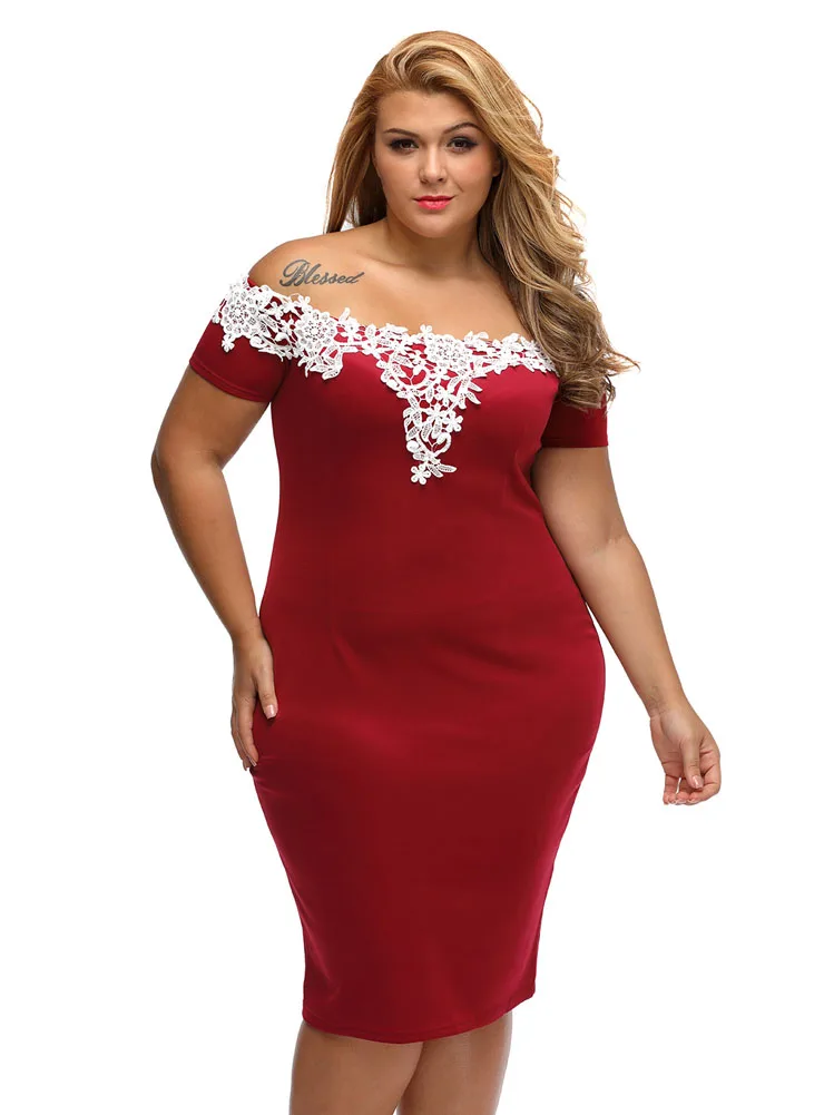 XL 2XL plus size Women Shoulderless Short sleeve casual Elegant clubbing Party Dress Vestidos DLF61083 | Мать и ребенок