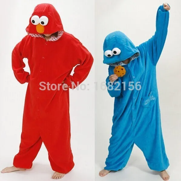 New Flannel Adult Animal Onesie Cookie Monster Pajamas Disfraces For Unisex Sleepsuit Sleepwear Pyjamas