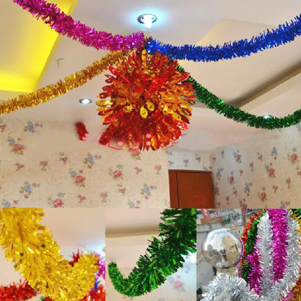 2 метра Рождественская елка Праздничная мишура Розовый Зеленый Серебряный