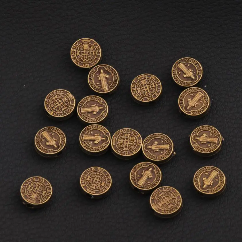 L1665 Antique Bronze 300 шт. 9x9 мм старинное серебро/золото/бронза святой Бенедикт Медаль Крест Распятие Smqlivb Распорки бисер ювелирные изделия ручной работы DIY L1665 - Цвет: L1665 Antique Bronze