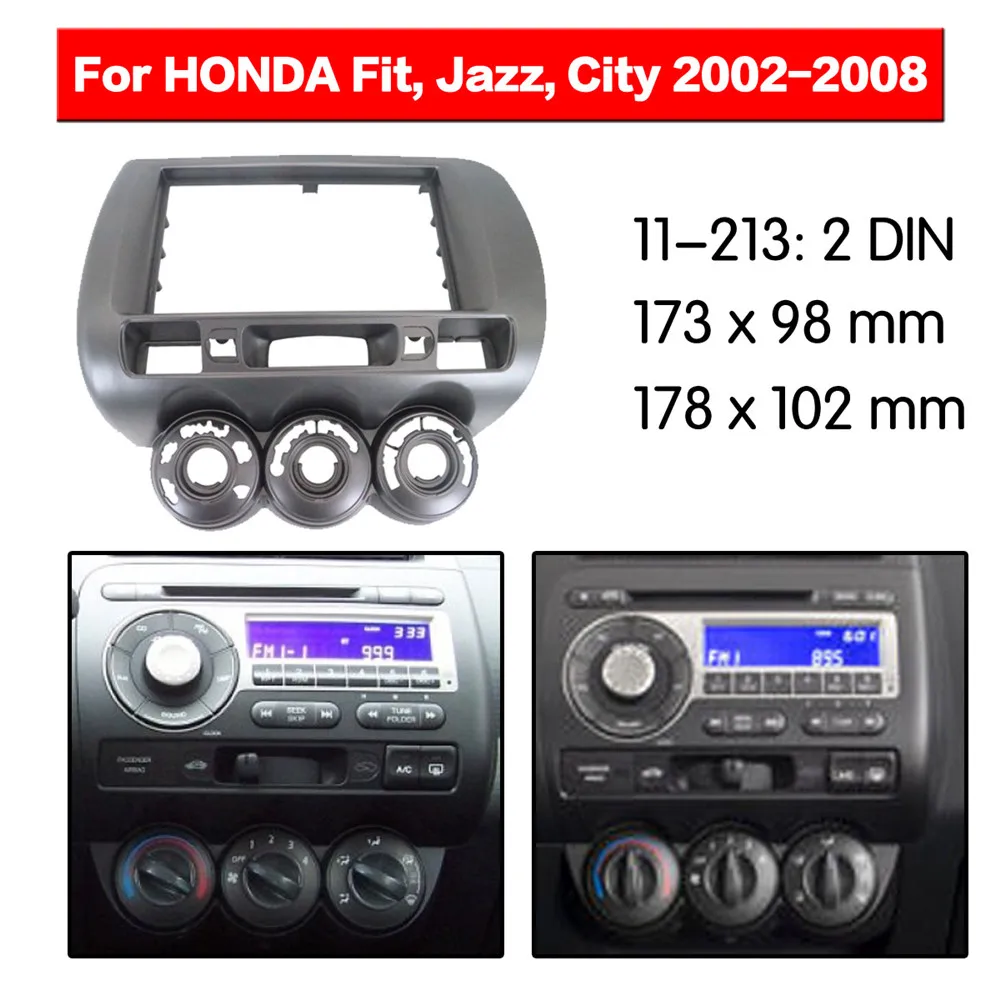 Автомобильный радиоприемник Fascia Frame Kit для HONDA Fit Jazz City 2002 2008 (ручной AC RHD) Audio Bezel Facia