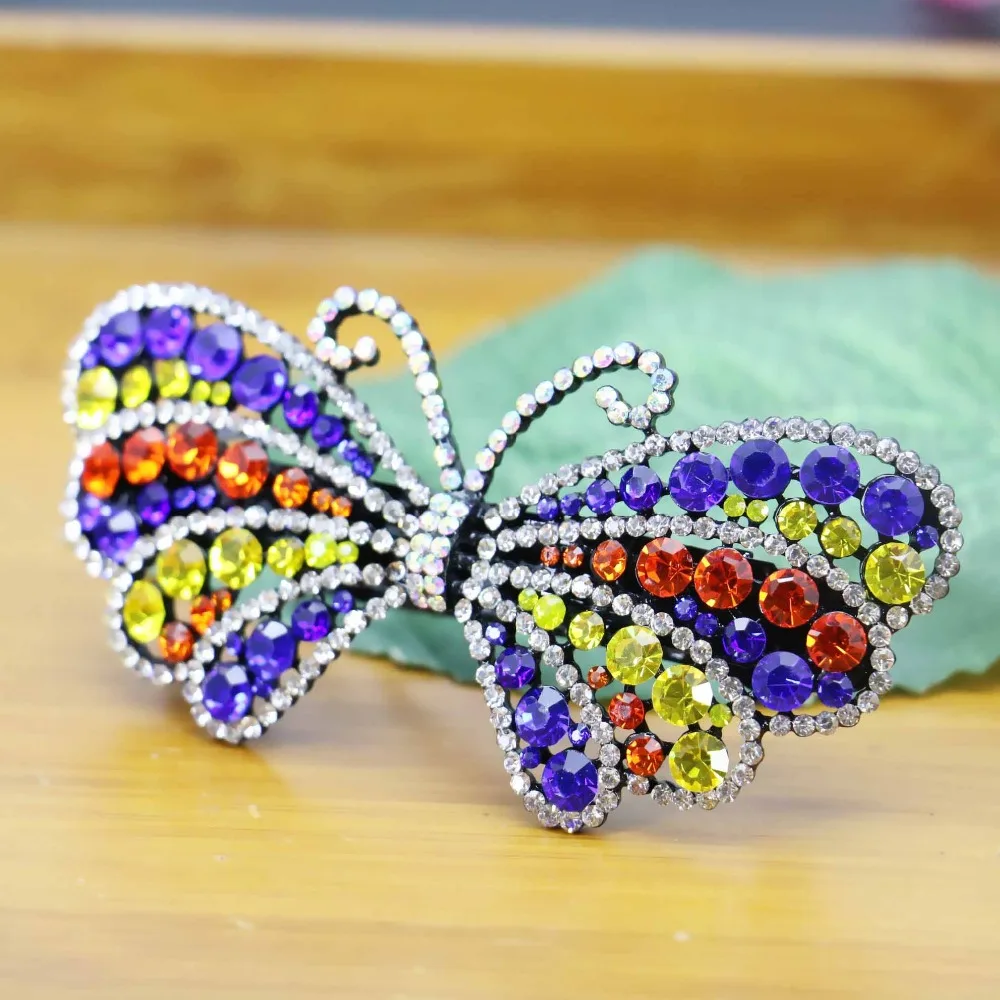 Повязка на голову с бабочкой 43*90 мм свадебная повязка хрустальные стразы заколки