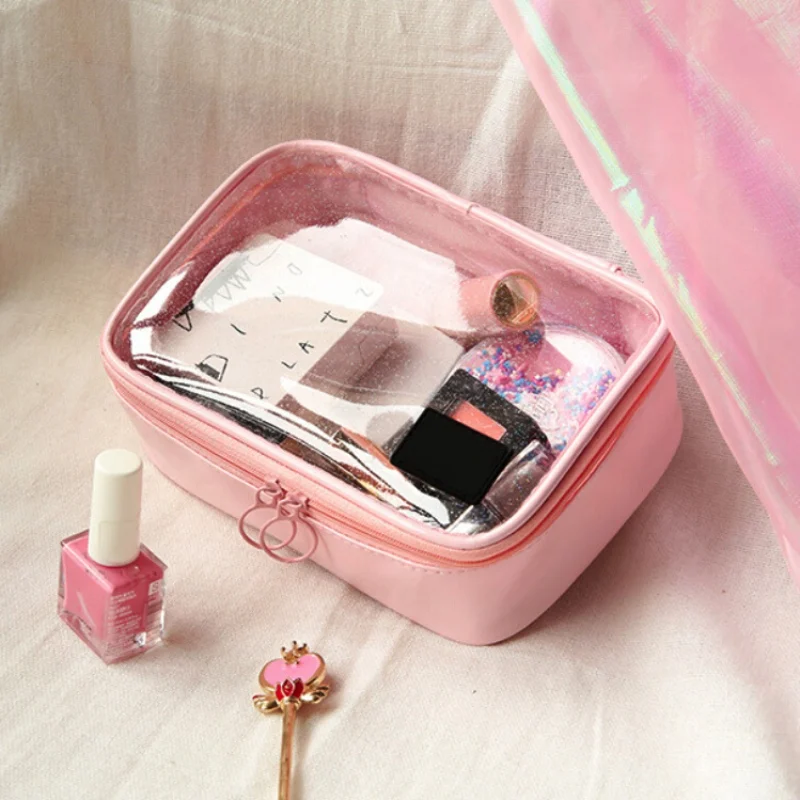 Women Travel Handbag Purse Liner Teenage Cosmetic Bag Transparent Organizer Insert Bag Lady Makeup Cosmetic Bag Capacity Tote