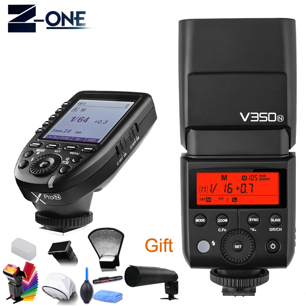 

Godox V350N TTL HSS 1/8000s 2,4G X System Camera Speedlite Flash со встроенным литий-ионным аккумулятором + XPro-N передатчик для Nikon