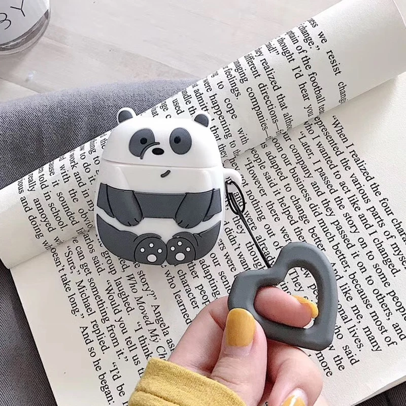 Чехол для AirPods с милым 3D мультяшным медведем, чехол для наушников s для Apple Airpods 2, чехол для наушников Air pods, чехол с кольцом на палец