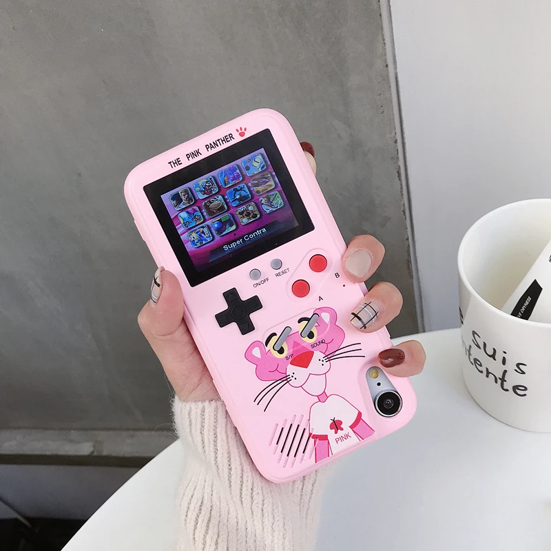 Розовая пантера Coque для iPhone 7 8 6 6s Plus чехол цветной дисплей игровая консоль Мягкий ТПУ чехол для телефона для iPhone XR XS MAX X 10 чехол s
