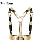 Пояс унисекс TiaoBug из искусственной кожи, из искусственной кожи, золотистого цвета, для мужчин и женщин, нагрудный ремень для тела
