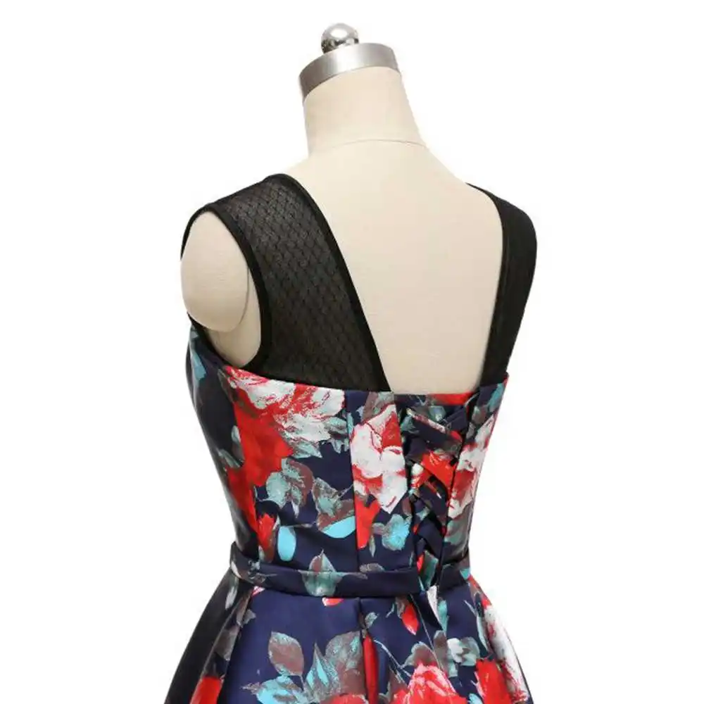 Новинка коктейльный костюм трапециевидной формы с принтом красной розы платье