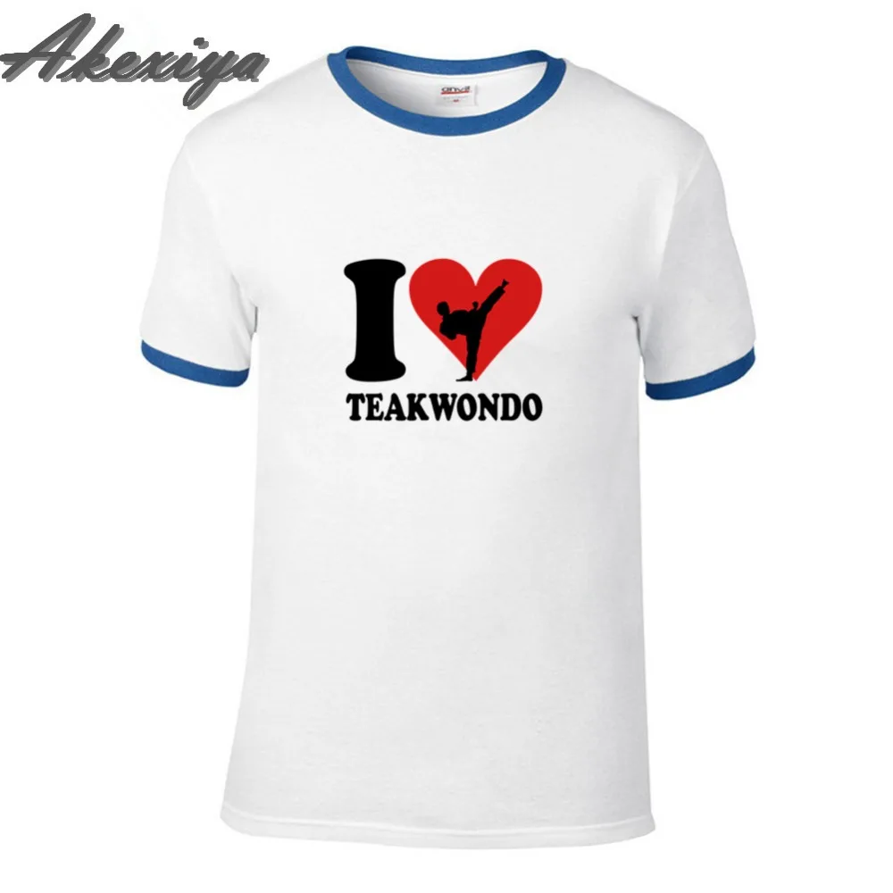 Футболка мужская с принтом I love Teakwondo дизайнерская одежда для фитнеса тенниска из