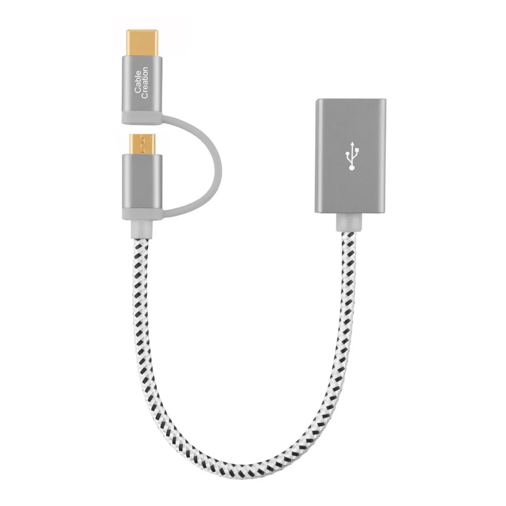 2 в 1 USB C OTG кабель Micro + Type к гнезду (on-The-go) шнур 0.6ft | Электроника