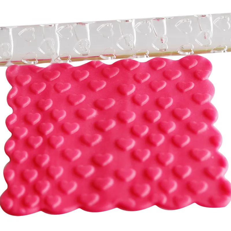 6.69' Loving Heart Embossing Acrylic Non-stick Glide Fondant Rolling Pin Cake Dough Roller Decorating 9066 | Дом и сад