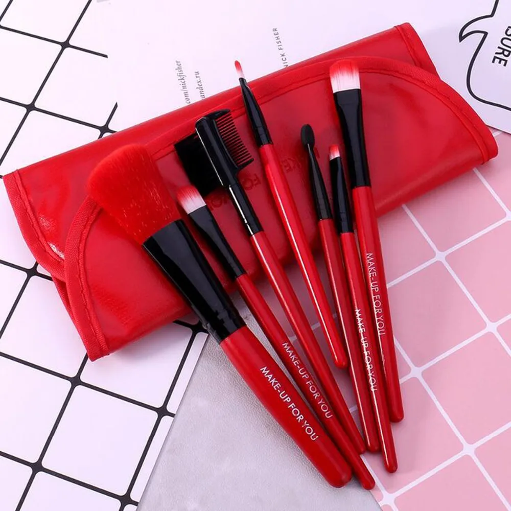 

7pcs Portable Makeup Brush Set Soft Hair Wool Handle Blush Eyebrow Eyeshadow Foundation Brushes Cosmetic Tool Kit 3 Color