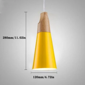 Yellow Small D12cm Скандинавские современные деревянные подвесные потолочные лампы, красочные Алюминиевые абажуры, Светильники для дома, столовой, освещение MYC - Цвет корпуса: Yellow Small D12cm