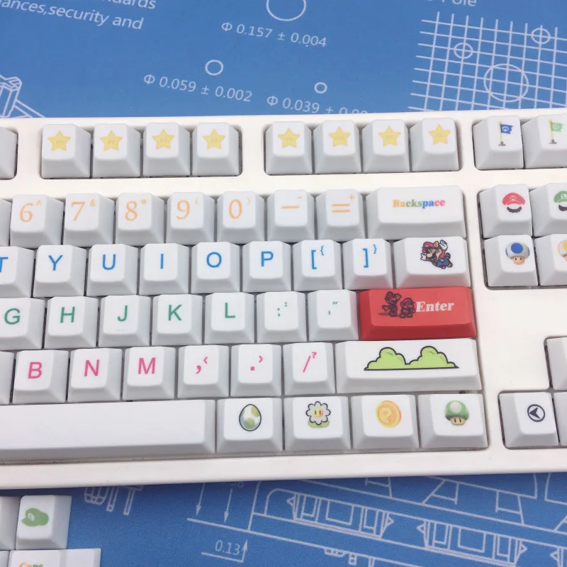 Mario Keycap механическая клавиатура с сублимационной краской, клавиатура PBT, тема Марио, высота для компьютерных игр, Keycap Cherry