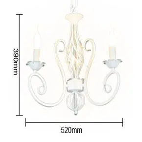 Wrought Iron Chandelier E14*3pcs LED Candle Light White vintage rustic Pendant Lamp for home study room living | Освещение