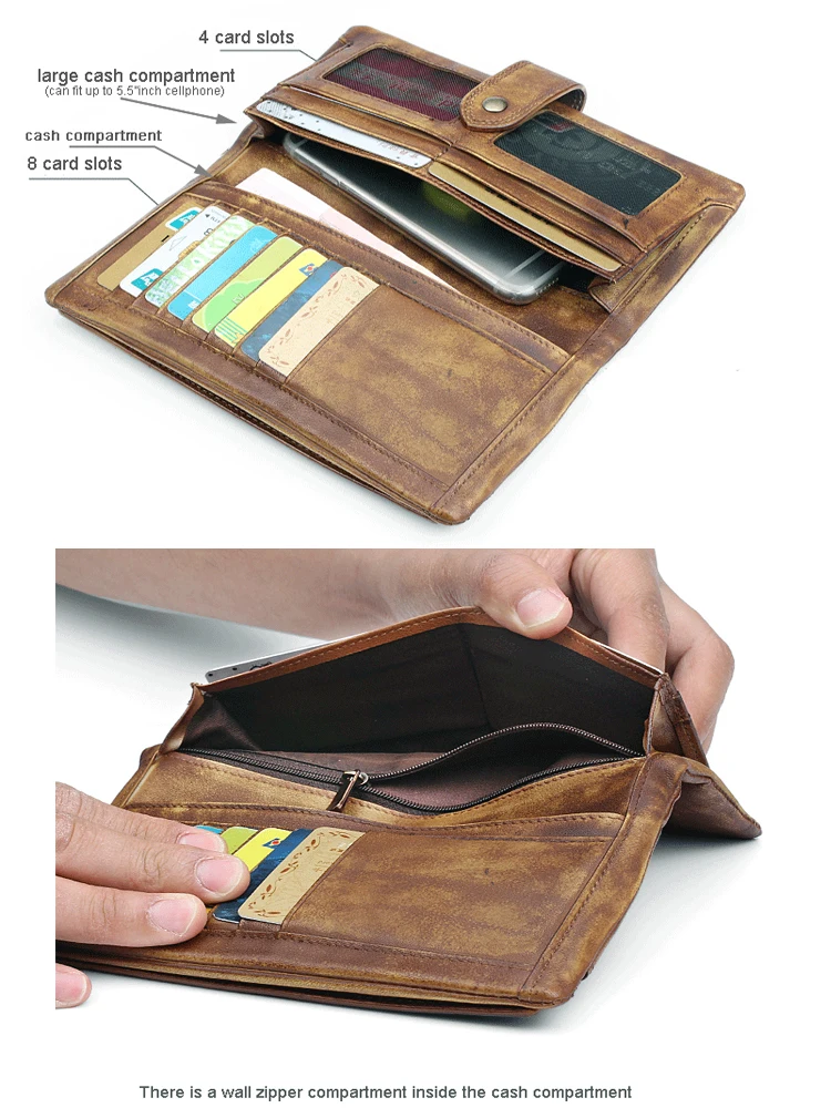 2017 Новый модный мужской кошелек сумочка из натуральной кожи Длинный клатч сумка