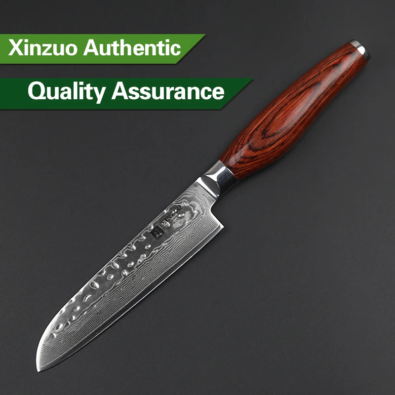 XINZUO 5 inch Santoku Knife 73 Layers China Damascus Steel Kitchen Superior Quality Sharp Fruit Salad Knives Pakka Wood Handle | Дом и сад