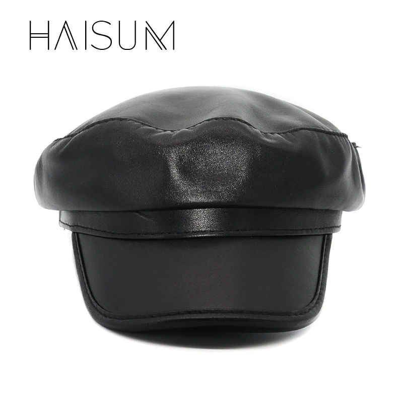 Женские береты Haisum винтажные однотонные мягкие из овчины на весну и осень Cs51