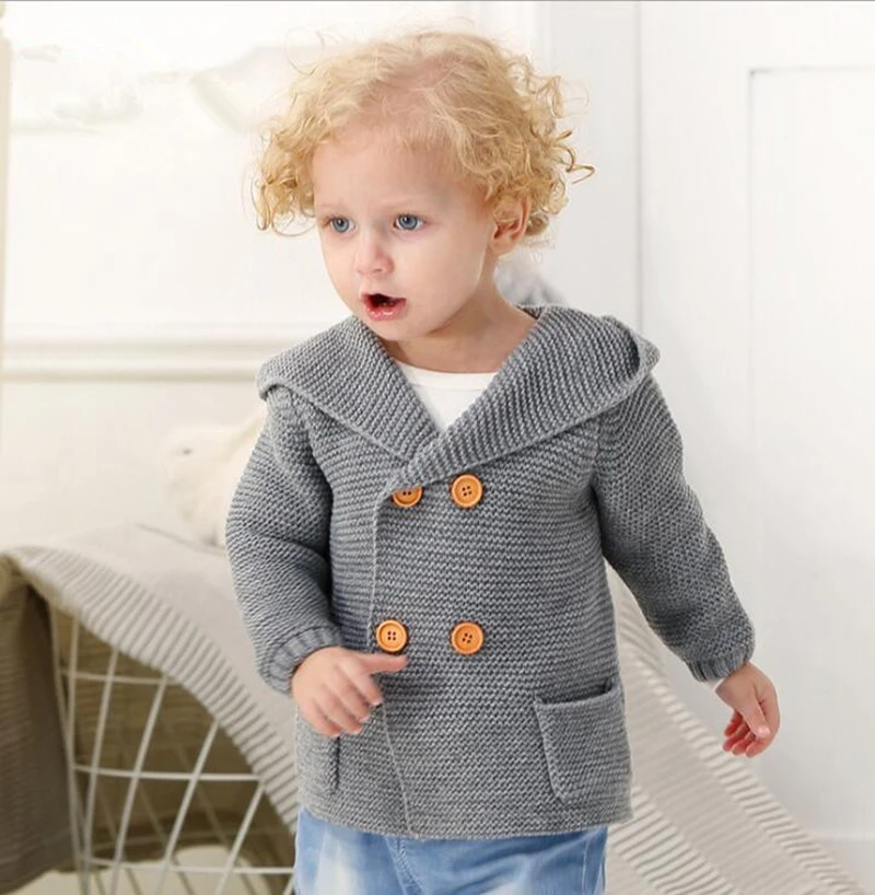 Свитер для новорожденных мальчиков кардиган вязаная куртка маленьких и пальто с