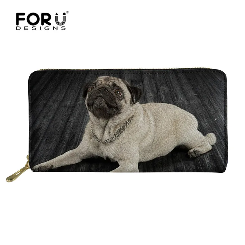 FORUDESIGNS/женские кожаные кошельки с Мопсом, большой объем, на молнии, для путешествий, Длинный кошелек, сумки для женщин, сумка для денег, клатч, сумка для мобильного телефона - Цвет: Z3165Z21