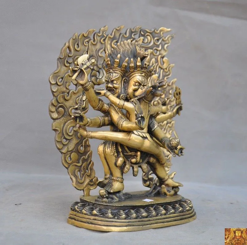 

wedding decoration Tibetan temple Tantra Bronze Hevajra Mahakala Dorje Wrathful Deity Buddha Statue