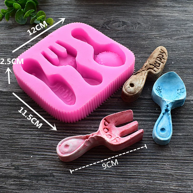 Knife / fork Spoon Silicone Mold Fondant Cake Decoration Polymer Clay Cookie Fudge Cabochon Candles Molds SQ17226 | Дом и сад