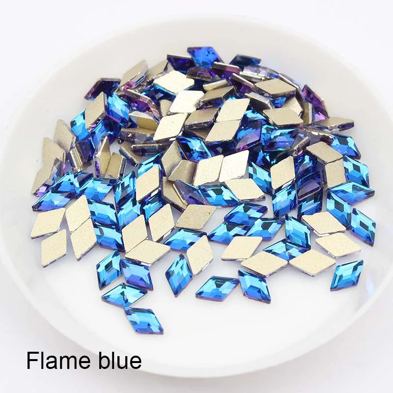 Flame blue Горячая Распродажа ромб 4x6 мм ногтей Стразы 12 видов цветов Необычные хрустальные камни 30/100 шт для 3D нейл-арта украшения - Цвет: Flame blue