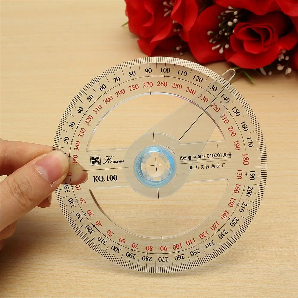 

360 Degree Plastic Pointer Protractor Ruler Angle Finder Swing Arm School Office Supply Circular Ruler Durable Measuring Tool